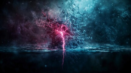 Aufkleber - Lightning strikes amidst stormy skies digital art abstract dark environment surreal concept