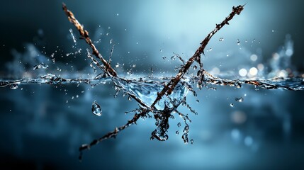 Poster - Underwater abstract water splashes disrupting emotional boundaries and releasing tension in close-up photography