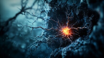 Leinwandbilder - Ethereal energy pulsating boundless void digital art atmospheric depth macro view whispers of fragility