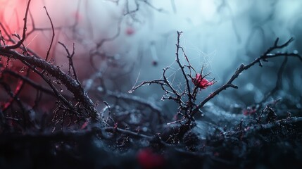 Leinwandbilder - Ethereal dark strokes enigmatic forest abstract art surreal atmosphere low angle breath of obscurity