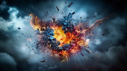 Leinwandbilder - Explosive dreams shattering into surreal art abstract space digital illustration dramatic environment high perspective