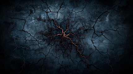Fototapete - Exploring cracked canvas dark exhalations and conceptual depth in abstract digital art