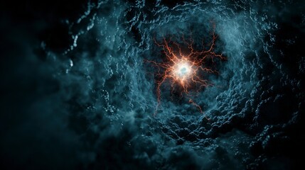 Fototapete - Cosmic void dynamic electrical storms in abstract art and digital imagery perspectives