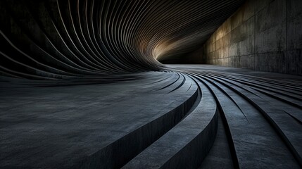 Leinwandbilder - Curved minimalist architecture modern abstract space with diagonal lines in an urban environment