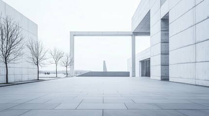 Poster - Minimalist Urban Architecture with Monochromatic Concrete Structures