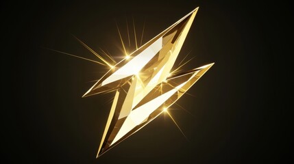Aufkleber - A modern low-poly golden lightning bolt with sharp edges and sparkling highlights.