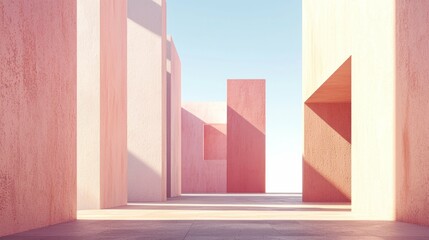 Poster - Abstract Architectural Design with Soft Pink and Cream Elements