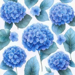 Hydrangea Watercolor Pattern Seamless Floral Design Decorative Vintage Print for Wallpaper and Fabric