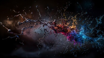 Poster - Shifting shadows of hope abstract color explosion digital art dynamic background close-up vivid emotions