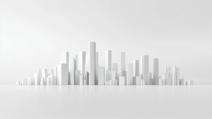 Poster - Minimalistic Cityscape Design in Clean White Background