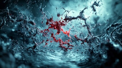 Fototapete - Corroding darkness pulses underwater environment abstract art mysterious atmosphere macro view emotive concept