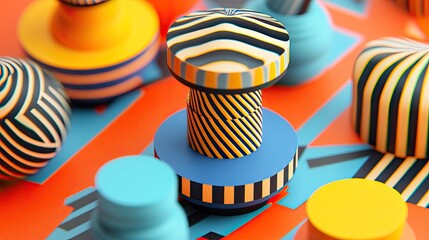 Poster - Layered, colorful 3D elements stacked on a flat plane, creating a striking sense of depth and dimension.