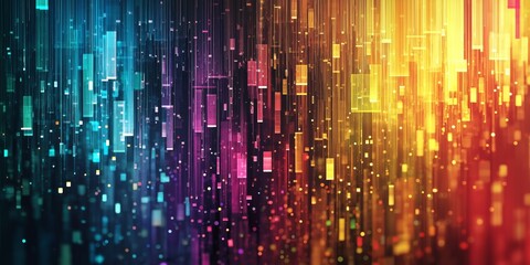 Wall Mural - Vibrant digital abstract background with futuristic pixel noise in rainbow hues creating an artistic and energetic atmosphere