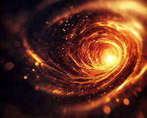 Wall Mural - a mesmerizing swirl of golden light and cosmic dust, resembling a vibrant galaxy or cosmic vortex, r