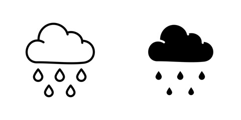 Wall Mural - rain vectors icons set in filled and strokes on white background