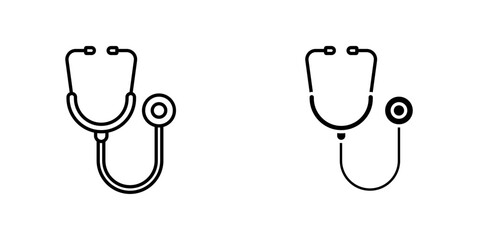 Wall Mural - stethoscope vectors icons set in filled and strokes on white background