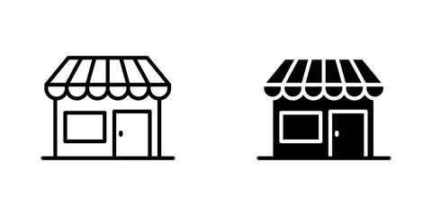 Wall Mural - store vectors icons set in filled and strokes on white background