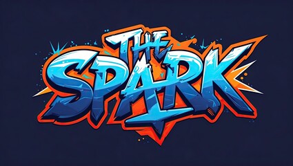 Poster - Colorful stylized lettering of the word 'The Spark' on a dark background, emphasizing vibrant hues and dynamic shapes