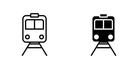 Wall Mural - train vectors icons set in filled and strokes on white background
