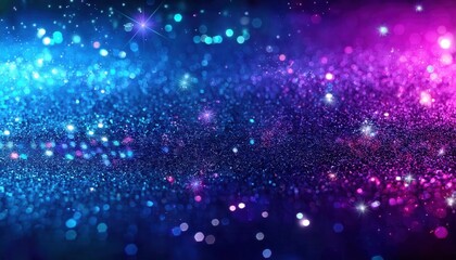 Poster - shimmering blue and pink glitter background with bokeh light effects, abstract festive texture for design, party, celebration, glamour

