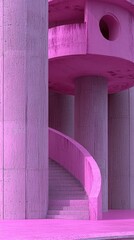 Wall Mural - Pink concrete spiral staircase, modern architecture, urban background, design inspiration