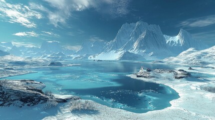 Wall Mural - Serene Arctic Landscape with Majestic Mountains and Icy Waters