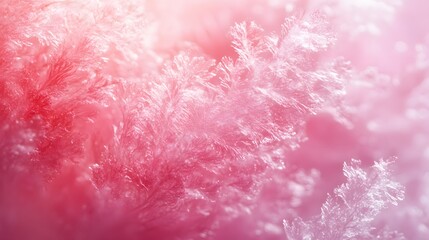 Aufkleber - Close-up of pink frost crystals. Delicate ice formations in macro photography. Fuzzy Surface Detailed texture background. Pink Frost Crystals Macro Photography: Delicate Ice Formations Close Up