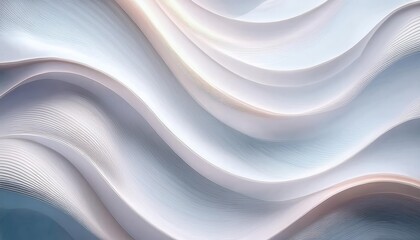 Poster - soft fluid wave texture with layered curves in pastel white and blue tones, perfect for modern background and digital art

