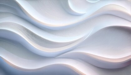 Poster - soft fluid wave texture with layered curves in pastel white and blue tones, perfect for modern background and digital art

