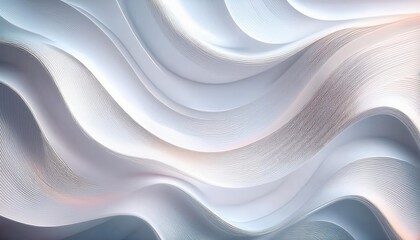 Poster - soft fluid wave texture with layered curves in pastel white and blue tones, perfect for modern background and digital art

