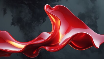 A captivating abstract design with a red liquid shape on a dark background enhancing elegance