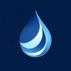 Poster - Blue water droplet design with smooth curves and gradients on a dark background. Generative AI