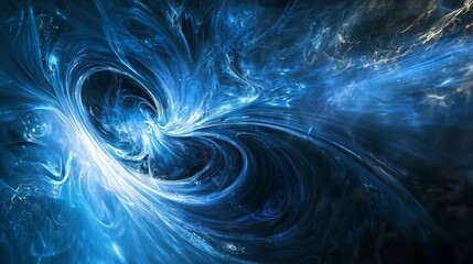 Poster - Swirling Blue Fantasy with Ethereal Light and Energy Rays