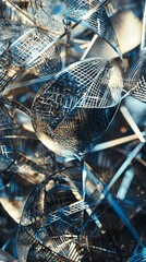 Poster - Abstract Metal Structure with Intricate Patterns in Blue and Silver