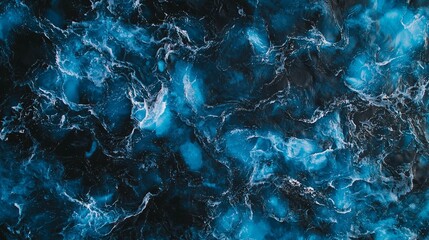 Poster - Abstract Blue and Black Marble Texture with Fluid Patterns and Depth