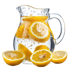 Aufkleber - Refreshing lemonade pitcher with lemon slices and bubbles, perfect for summer. Enjoy vibrant colors and thirst quenching appeal of this citrus drink
