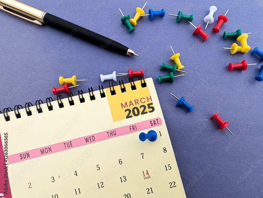 first march 2025 marked on calendar with push pin march 2025 calendar