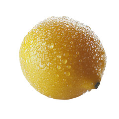 Poster - Fresh lemon with water droplets on transparency background, showcasing its vibrant yellow color and texture. Perfect for culinary or beverage themes