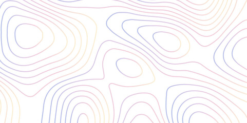 Poster - Abstract topographic map contour, white background and colorful wave lines pattern texture. geographic contour map grid backdrop paper texture. terrain path isolated on a background. 