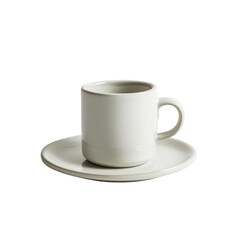 Poster - simple white ceramic cup and saucer set, perfect for coffee or tea. minimalist design adds elegance to any table setting. Ideal for home or cafe use