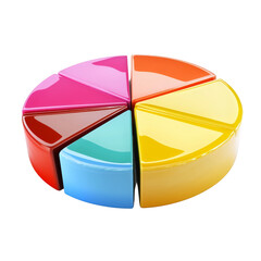 Aufkleber - Colorful pie chart model representing data segments, showcasing vibrant sections in red, pink, blue, green, yellow, and orange. Ideal for educational and presentation purposes