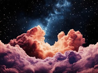 A stunning cosmic scene featuring colorful clouds against a starry backdrop, evoking a sense of wonder and the beauty of the universe.