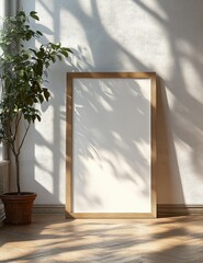 Poster - Minimalist Scandinavian Wooden Frame Mockup Interior Design