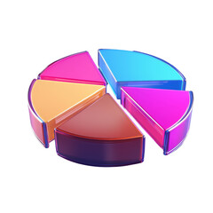 Leinwandbilder - Colorful pie chart graphic representing data visualization and analysis, featuring vibrant segments in pink, blue, orange, and purple, ideal for presentations and reports
