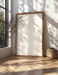 Poster - Minimalist Wooden Frame Mockup Poster Scandinavian Interior Design