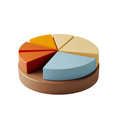 Leinwandbilder - colorful pie chart with various segments representing data visually. chart features orange, yellow, blue, and red sections on brown base, ideal for presentations