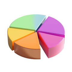 Leinwandbilder - Colorful pie chart representing data distribution in segments, showcasing vibrant colors like green, yellow, orange, pink, and purple. Ideal for presentations and analytics