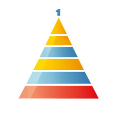 Leinwandbilder - Pyramid diagram with colorful layers representing levels or hierarchy, featuring prominent number one at top, symbolizing importance or priority