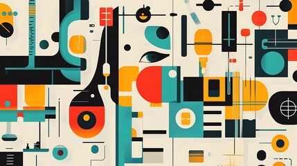 Poster - Abstract geometric art featuring vibrant colors, shapes, and design elements.