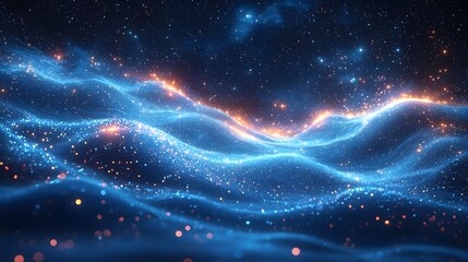 Wall Mural - glowing starry sky with radiant celestial music notes blending light and melody